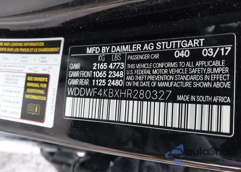 2017 Mercedes-Benz C 300 4Matic из США, поврежденный, VIN WDDWF4KBXHR280327